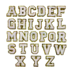 PC4263Z - White  Chenille With Gold Trim Letter Z (Iron On)