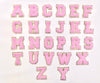 PC4264B - Pink Chenille With Gold Trim Letter B (Iron On)