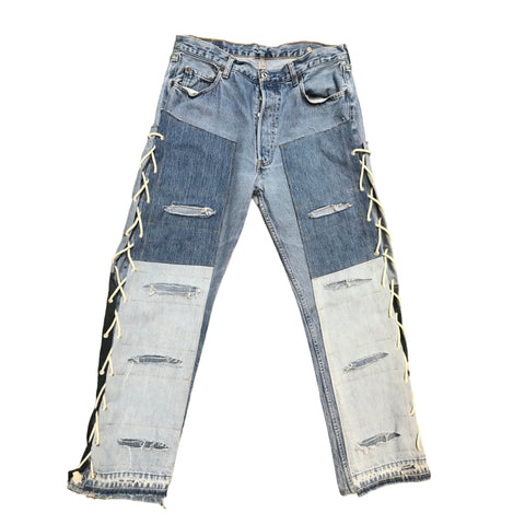 Lace-up  Denim Jeans [Upcycled Levi's]