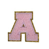 PC4264X - Pink Chenille With Gold Trim Letter X (Iron On)