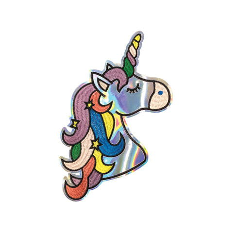 PC3739C - Pretty PVC Holographic Unicorn Head L (Iron On)